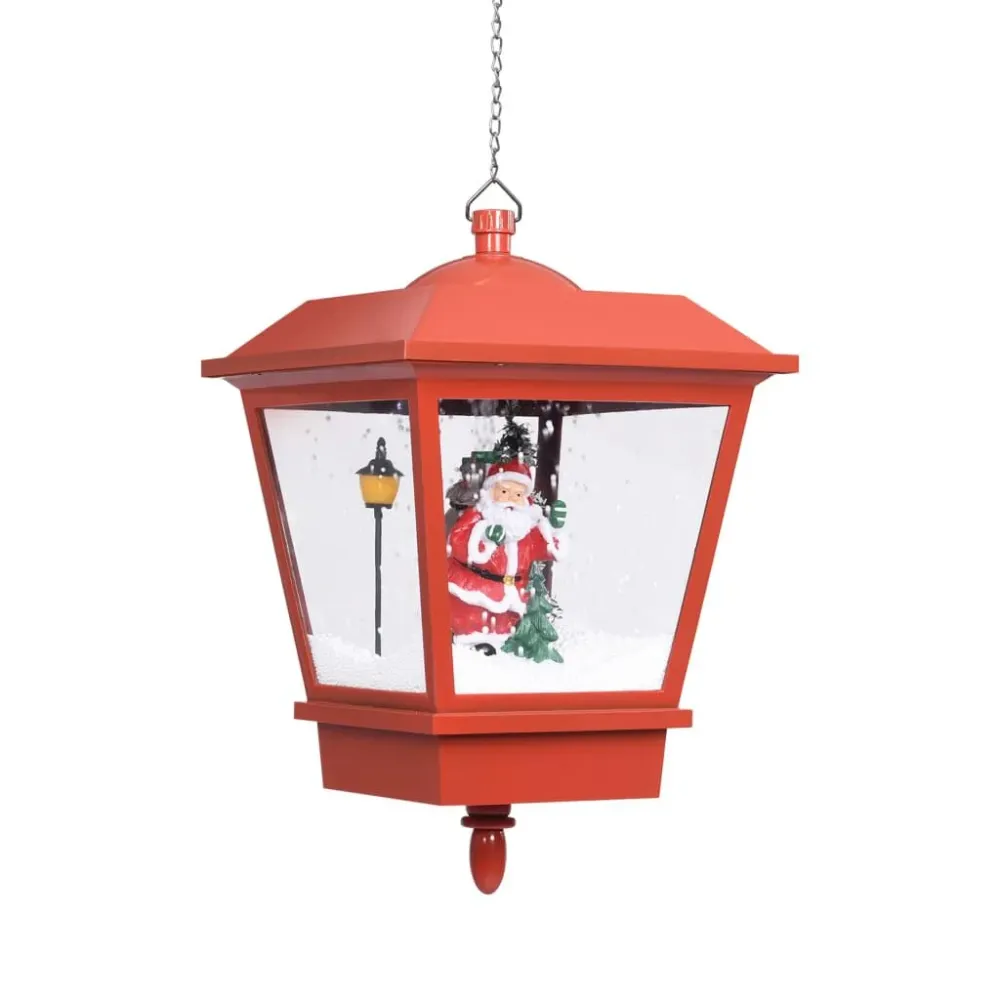 Luminária de Mesa Candeeiro de teto com luzes LED e Pai Natal 27x27x45 cm vermelho