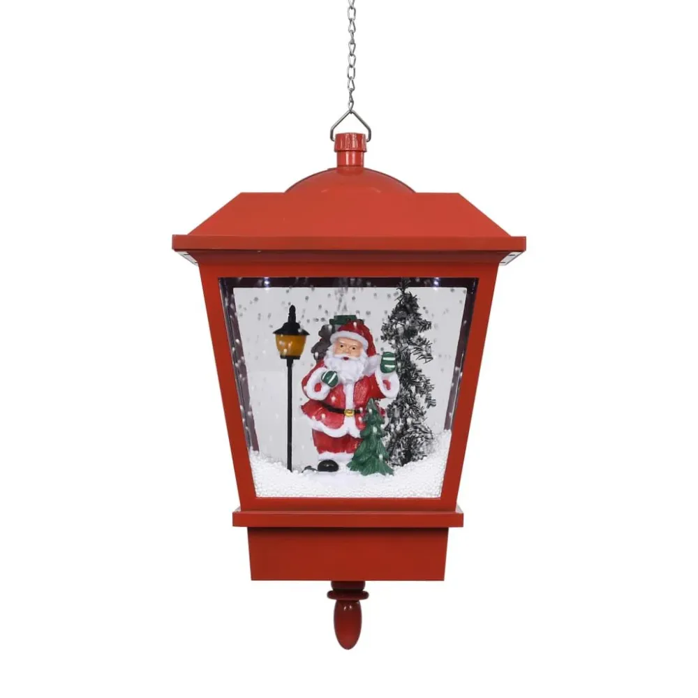 Luminária de Mesa Candeeiro de teto com luzes LED e Pai Natal 27x27x45 cm vermelho