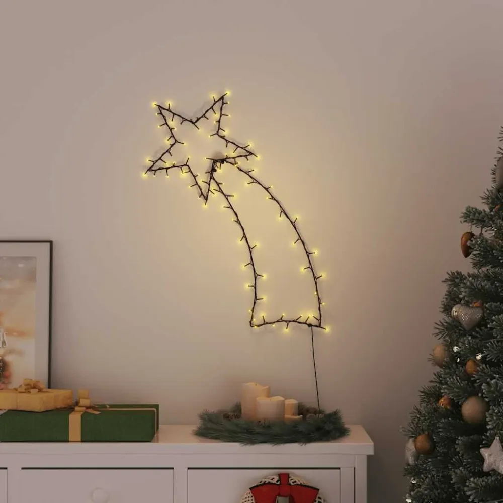 Luzes de Natal silhueta estrela cadente 115 LEDs branco aquecido