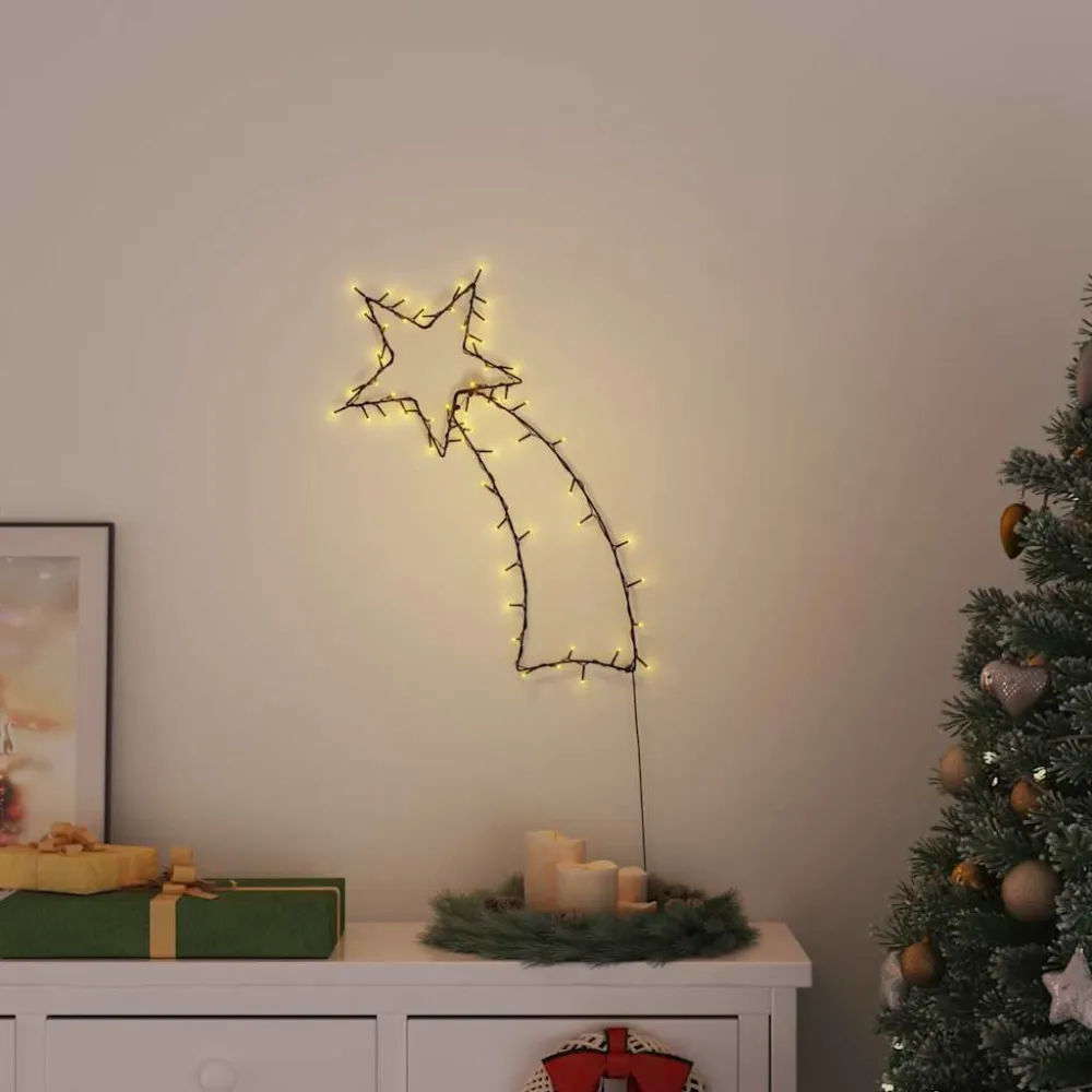 Luzes de Natal silhueta estrela cadente 80 LEDs branco aquecido