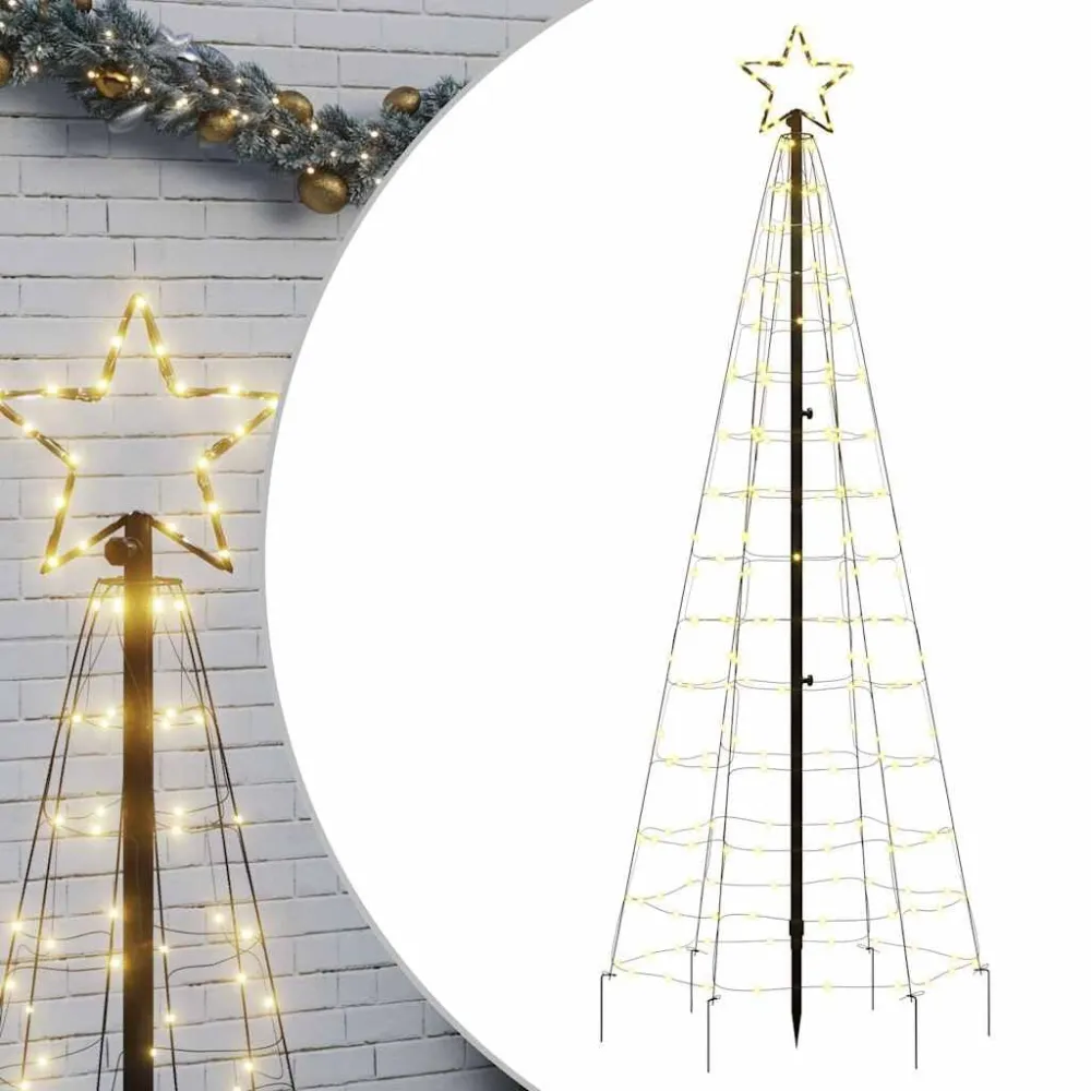 Pendente de Cristal Árvore de Natal LED com Spikes 220 LEDs Branco Aconchegante 180 cm