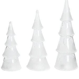 Set 3 Decorative Christmas Trees LED Branco KIERINKI
