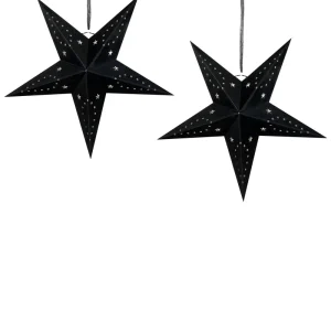 Set 2 LED Hanging Velvet Paper Stars 45 cm Ébano MOTTI