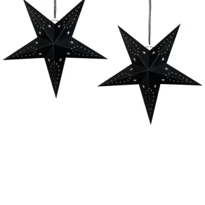 Set 2 LED Hanging Velvet Paper Stars 45 cm Ébano MOTTI