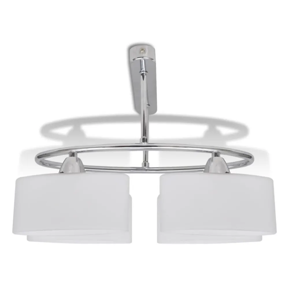 Cabo de Prolongamento Lâmpada de teto com vidro de sombras em forma oval para 4 E14 Bulbos
