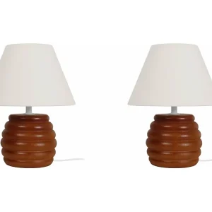 Conector para Fita LED Abajur TOSEL LÉONA LT2 tecido coluna laranja D16 x H38,5 cm