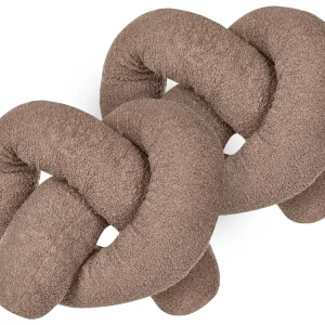 Conjunto de 2 almofadas decorativas em tecido teddy castanho 172 x 14 cm GLADIOLUS