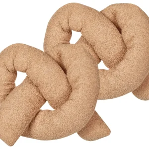 Conjunto de 2 almofadas decorativas em tecido teddy castanho nítido 172 x 14 cm GLADIOLUS