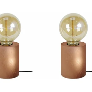 Dimmer Rotativo Abajur TOSEL LAMPE BOIS LT2 tecido globo fresco D18 x H23,5 cm