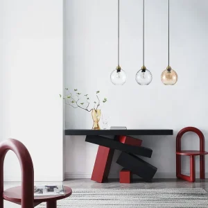 Dimmer Rotativo Lustre em metálico e vidro fumado, 3 globos, C80xA120xL20 cm dourado - SUSANNE