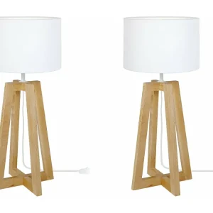 Kit Completo de Instalação Abajur TOSEL LINKOPING LT2 tecido coluna branco D25 x H50 cm