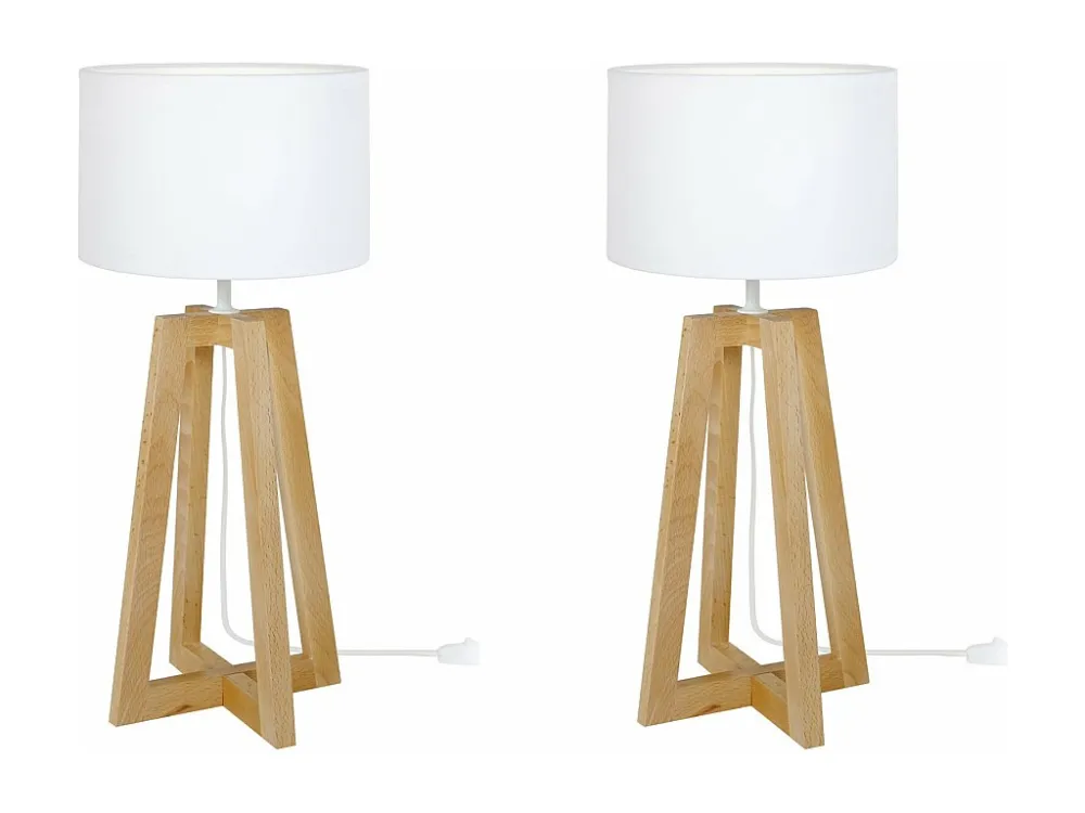 Kit Completo de Instalação Abajur TOSEL LINKOPING LT2 tecido coluna branco D25 x H50 cm