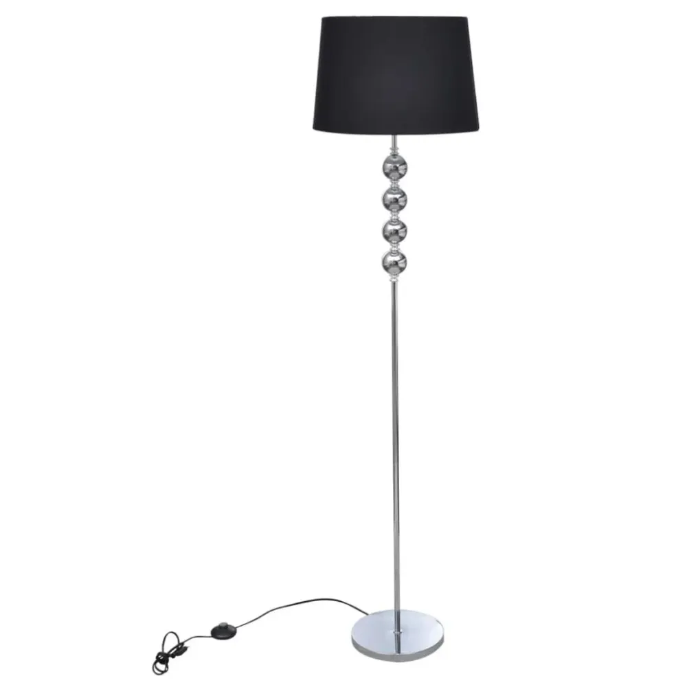 Luminária piso com suporte elevado em tons de preto + bolas decorativas