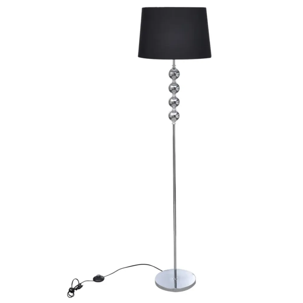 Luminária piso com suporte elevado em tons de preto + bolas decorativas