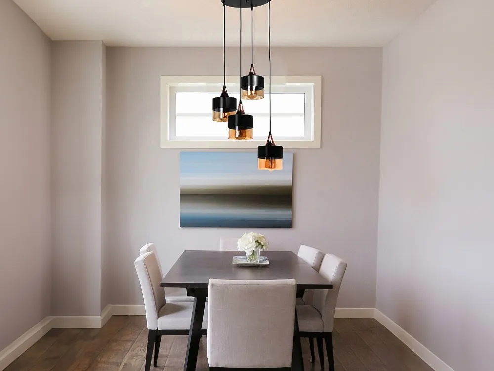 Lustre, candeeiro em metálico 4 abajures D30 x A65 cm preto e vidro ambreado - GARALI