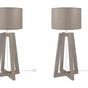 Sensor de Movimento Abajur TOSEL LINKOPING LT2 tecido coluna taupe D25 x H50 cm