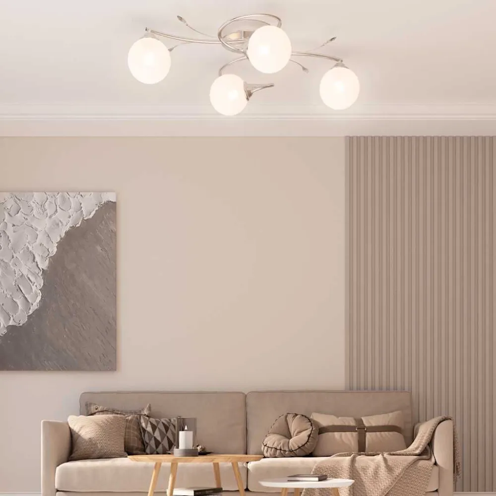 Sensor de Movimento Candeeiro teto com abajures vidro redondos para 4 lâmpadas LED G9
