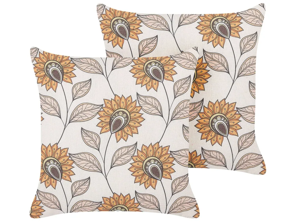Set 2 Cushions Floral Pattern 45 x 45 cm Multicolour TUBEROSE