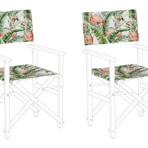 Set 2 Garden Chair Replacement Fabrics Flamingo Pattern CINE