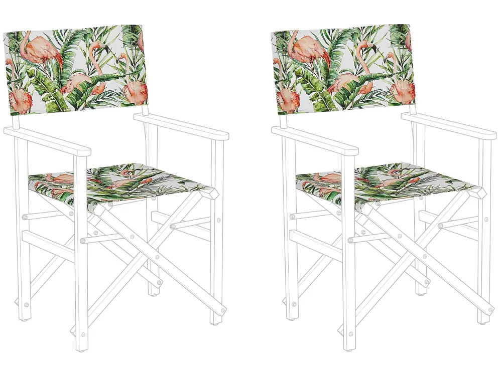 Set 2 Garden Chair Replacement Fabrics Flamingo Pattern CINE