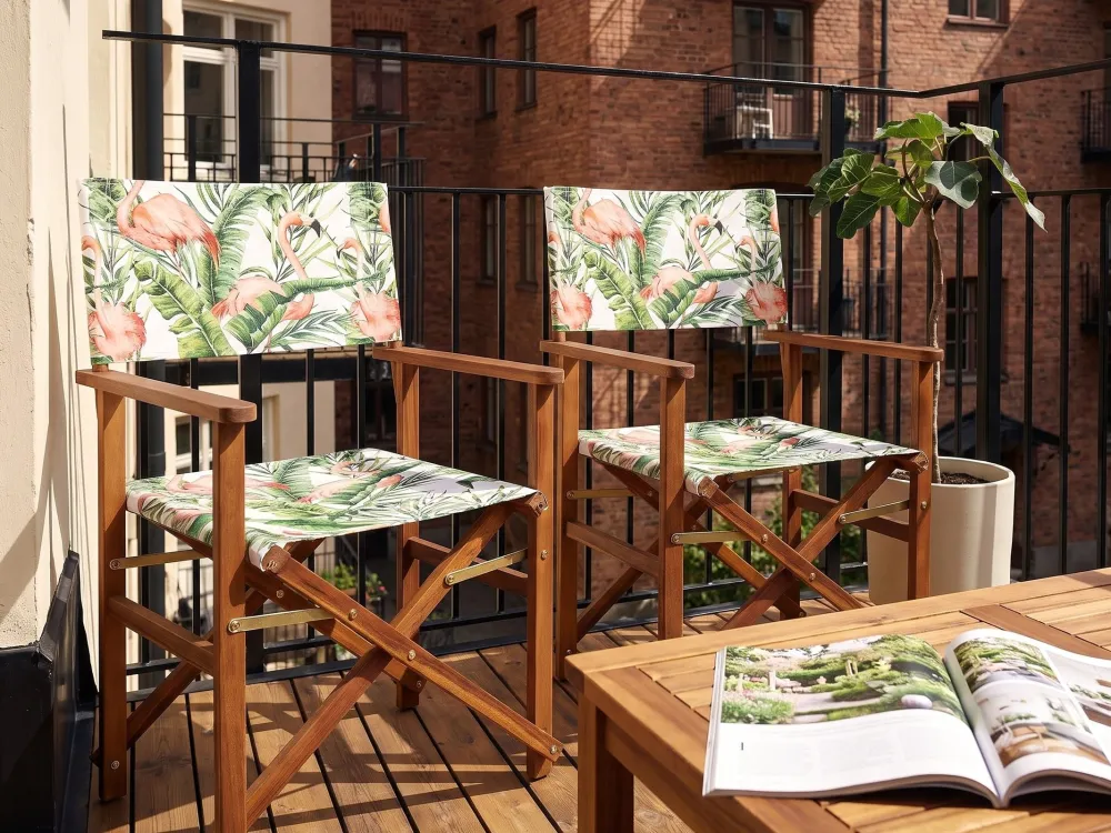Set 2 Garden Chair Replacement Fabrics Flamingo Pattern CINE
