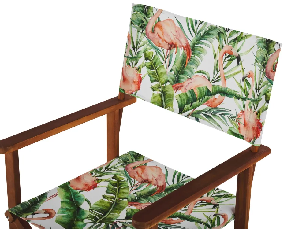 Set 2 Garden Chair Replacement Fabrics Flamingo Pattern CINE