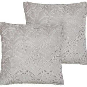 Set 2 Saliência Velvet Cushion 45 x 45 cm Grey GLORIOSA