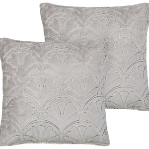 Set 2 Saliência Velvet Cushion 45 x 45 cm Grey GLORIOSA