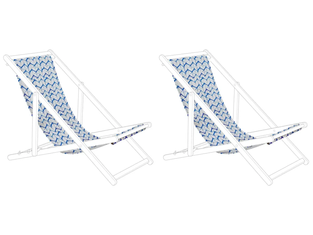 Set 2 Sun Lounger Replacement Fabrics Alvo and Blue ANZIO/AVELLINO