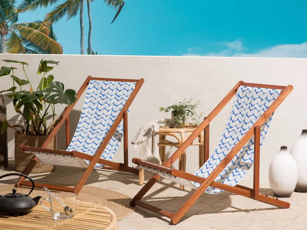 Set 2 Sun Lounger Replacement Fabrics Alvo and Blue ANZIO/AVELLINO
