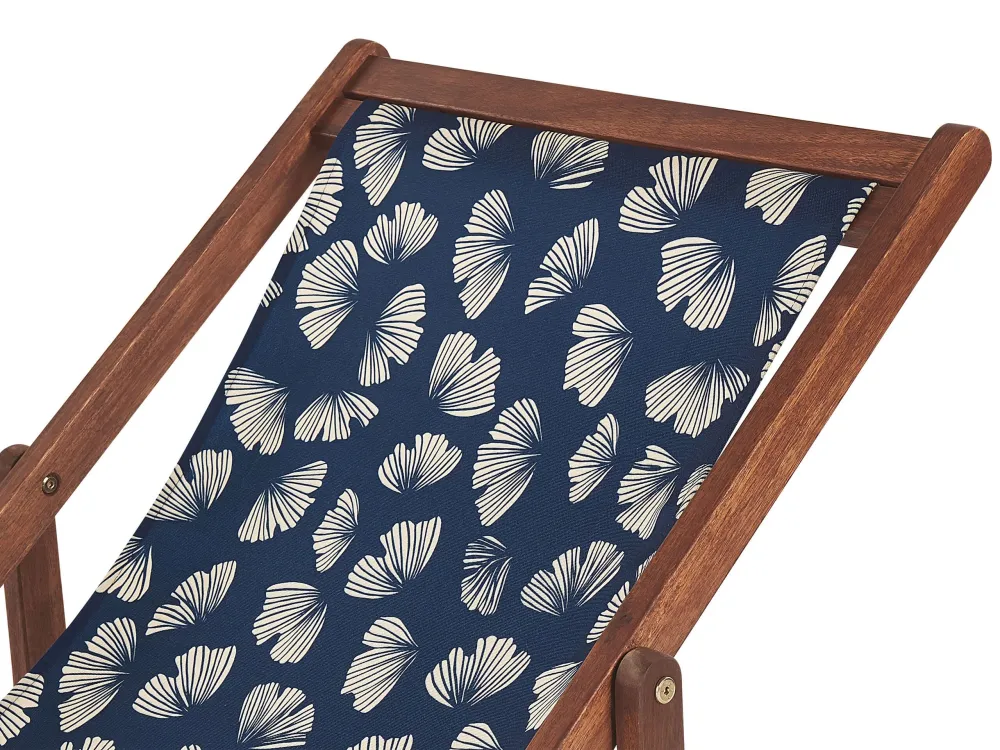 Set 2 Sun Lounger Replacement Fabrics Floral Pattern Navy Safira ANZIO/AVELLINO