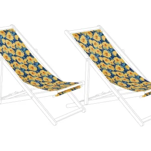 Set 2 Sun Lounger Replacement Fabrics Floral Pattern Sol ANZIO/AVELLINO