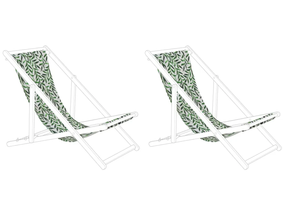 Set 2 Sun Lounger Replacement Fabrics Leaf Pattern ANZIO/AVELLINO