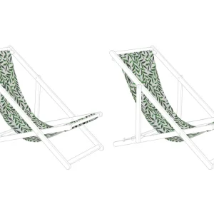 Set 2 Sun Lounger Replacement Fabrics Leaf Pattern ANZIO/AVELLINO