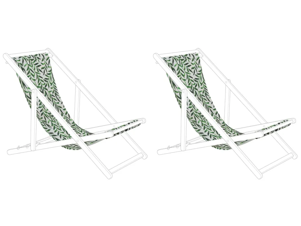 Set 2 Sun Lounger Replacement Fabrics Leaf Pattern ANZIO/AVELLINO