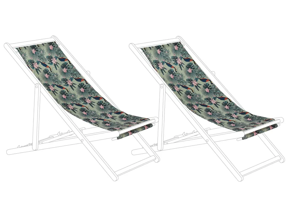 Set 2 Sun Lounger Replacement Fabrics Pelican Pattern ANZIO/AVELLINO