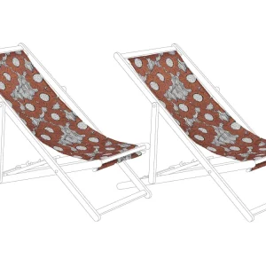 Set 2 Sun Lounger Replacement Fabrics Poppies Pattern ANZIO/AVELLINO