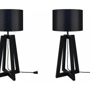Soquete Adaptador Abajur TOSEL LINKOPING LT2 tecido coluna preto D25 x H50 cm