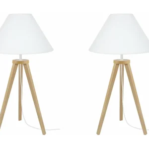 Candeeiro de mesa TOSEL HOD B LT2 tecido coluna cônico D30 x H56 cm com Sensor de Luz Diurna