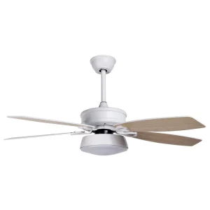 Ceiling Fan Light Marfim and Light Wood LOGAN