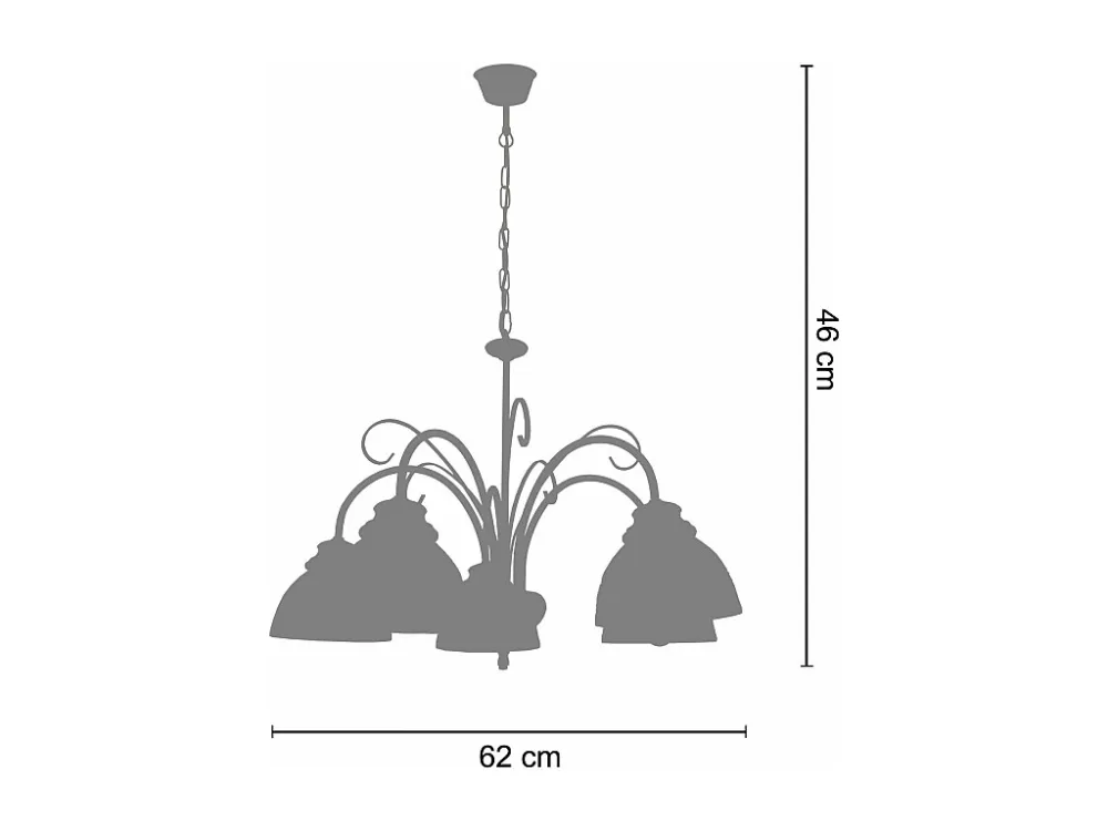 Certificado IP65 à Prova d'Água Lustre TOSEL PAYS DE L'ADOUR vidro braço obscuro D62 x H46 cm