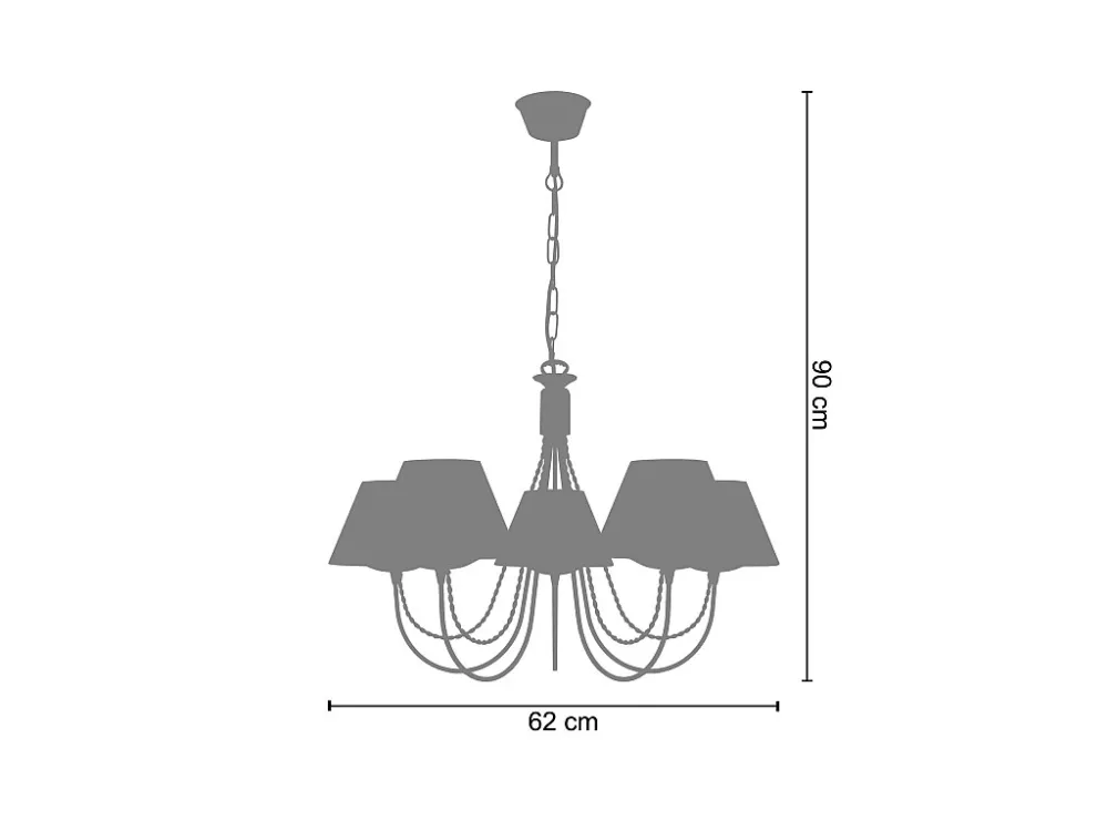 Dimmer Rotativo Lustre TOSEL LEICESTER tecido braço taupe D62 x H46 cm