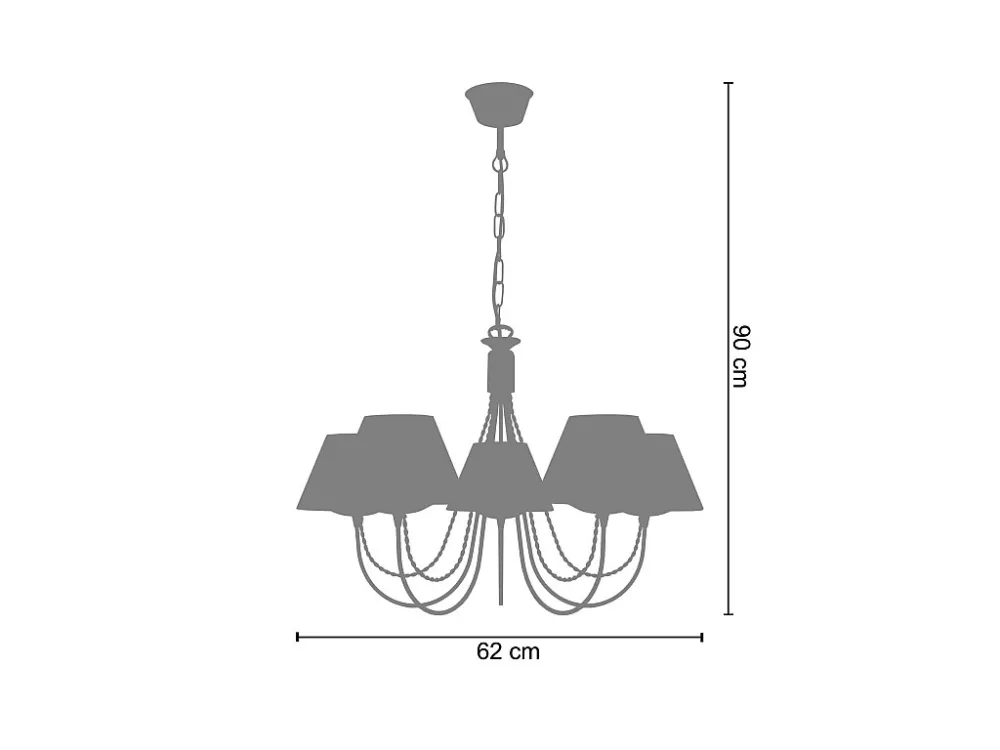 Dimmer Rotativo Lustre TOSEL LEICESTER tecido braço taupe D62 x H46 cm