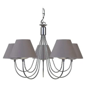 Dimmer Rotativo Lustre TOSEL LEICESTER tecido braço taupe D62 x H46 cm