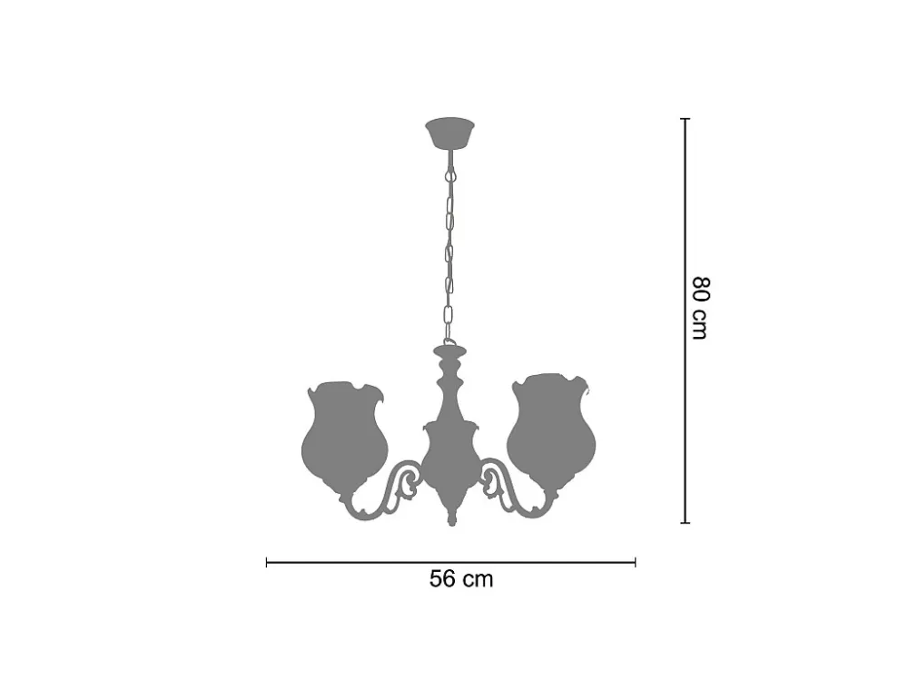 Soquete Adaptador Lustre TOSEL VAL D'ISÉRE vidro braço âmbar D56 x H80 cm