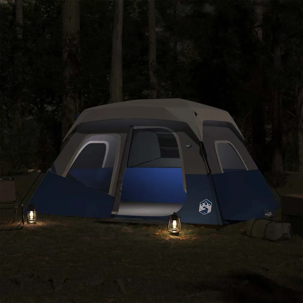 Tenda familiar com LED 6 pessoas libertação rápida azul-claro para Iluminação Externa