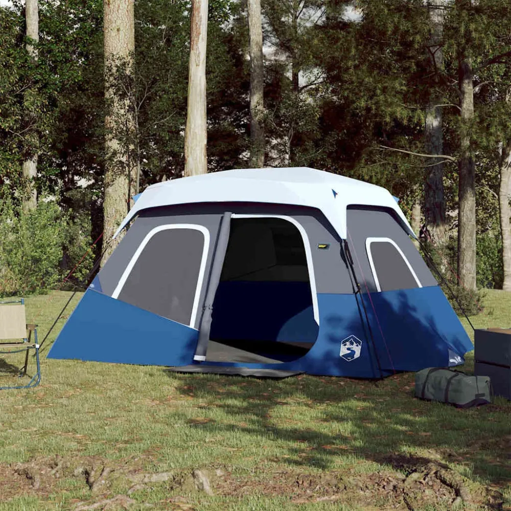 Tenda familiar com LED 6 pessoas libertação rápida azul-claro para Iluminação Externa
