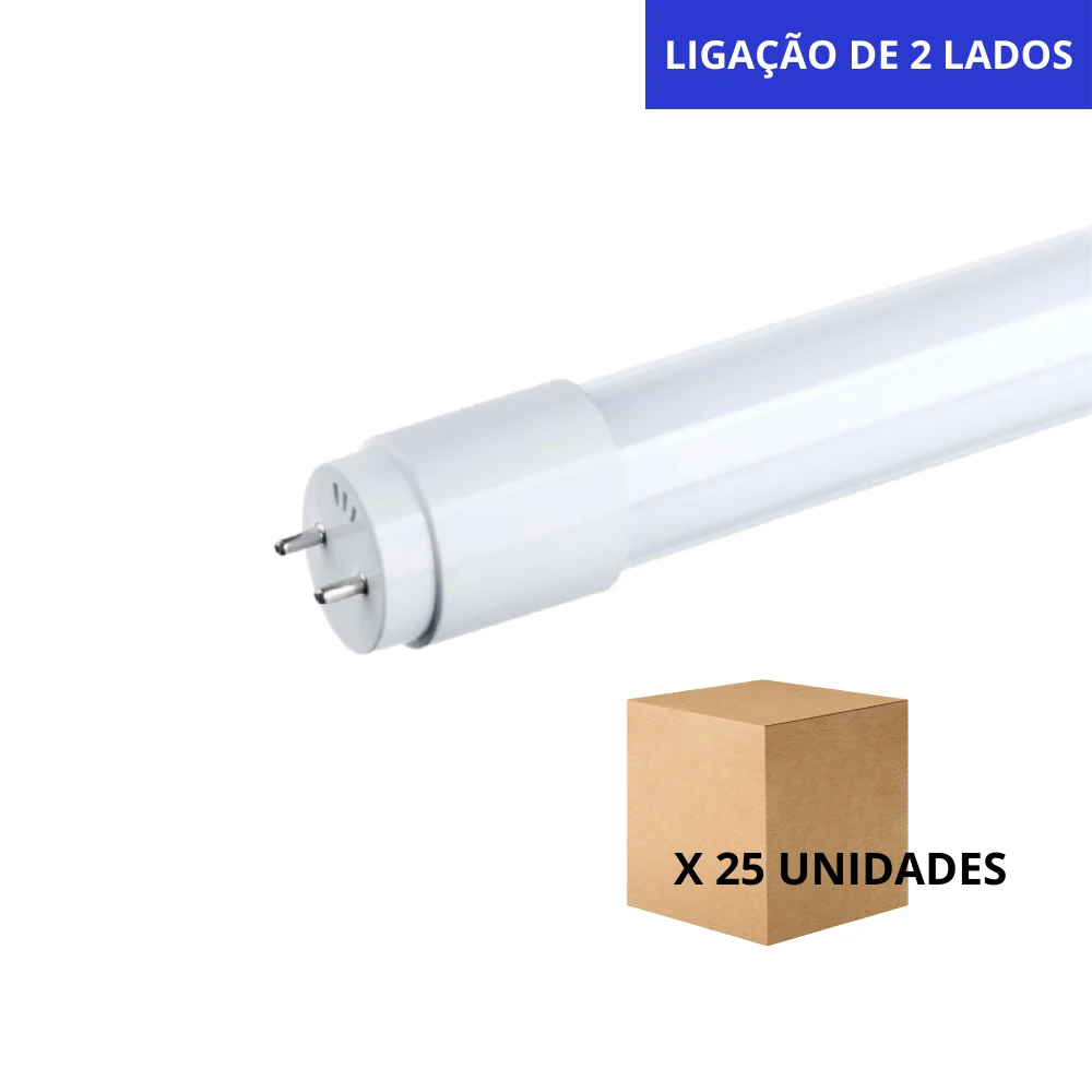 Tubos T8 LED 120CM 18W 1800LM 6500K Ligação de 2 Lados - 1CX de 25 Unidades com Controle Remoto
