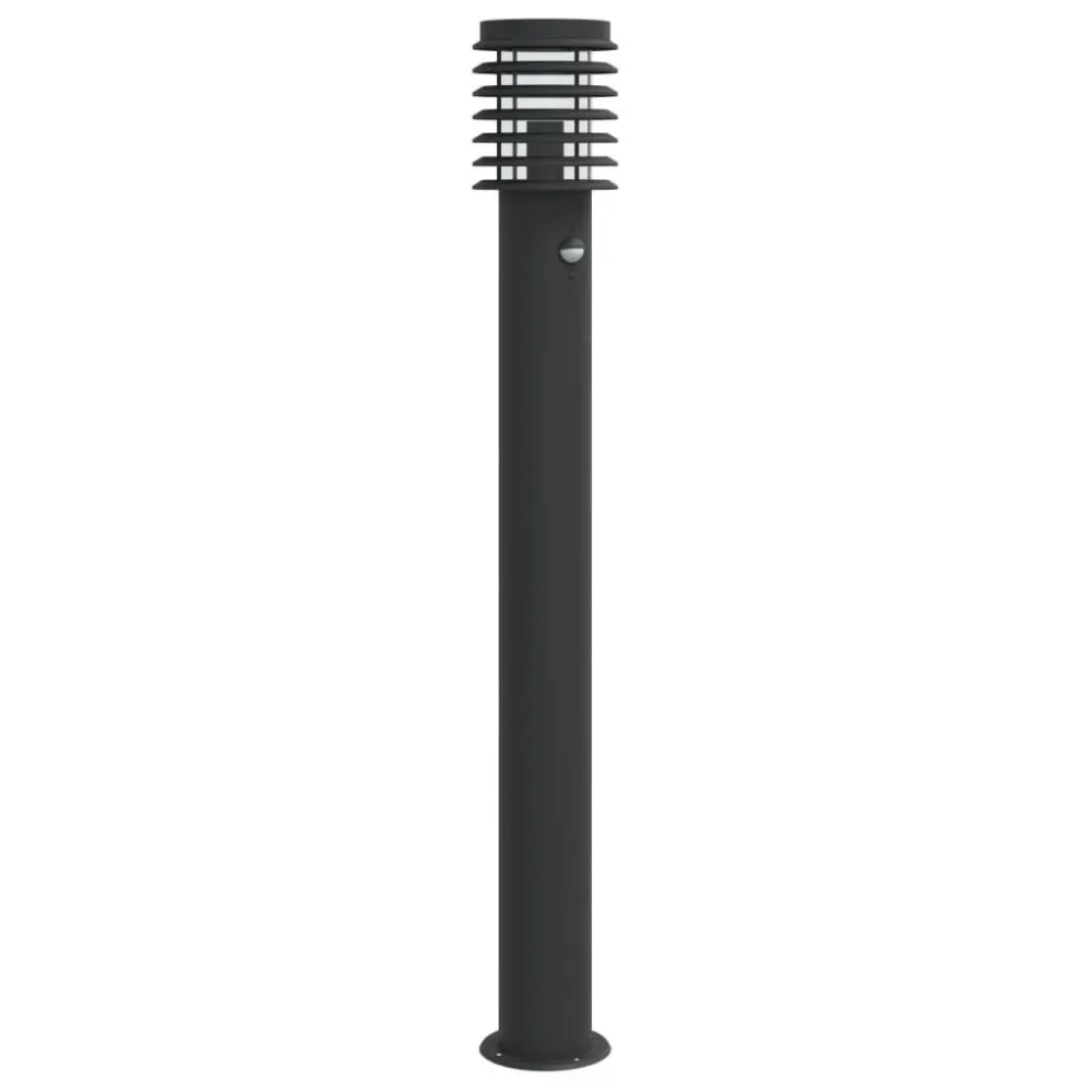 Candeeiro de chão para exterior com sensor 110 cm ço inox. preto vidaXL