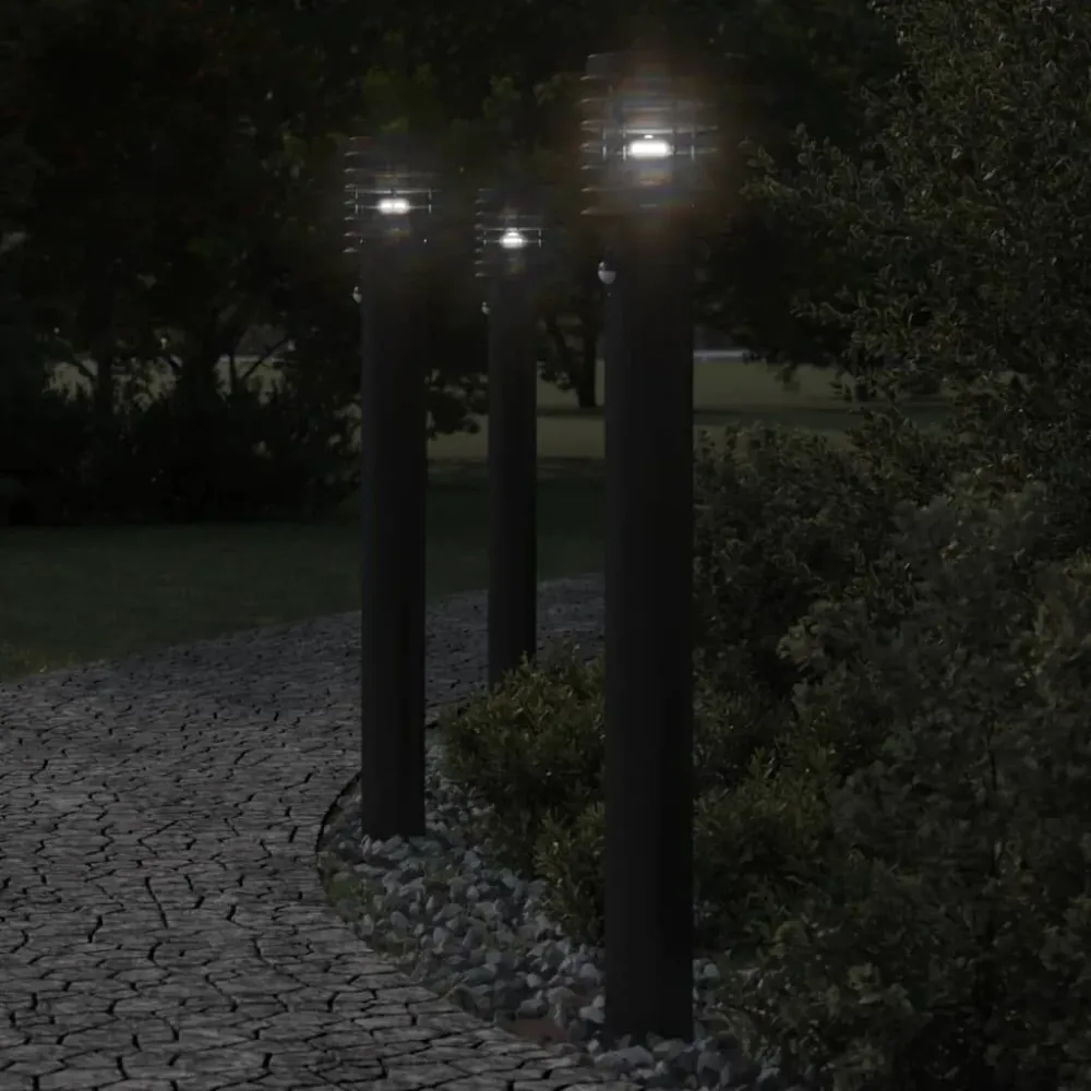 Candeeiro de chão para exterior com sensor 110 cm ço inox. preto vidaXL